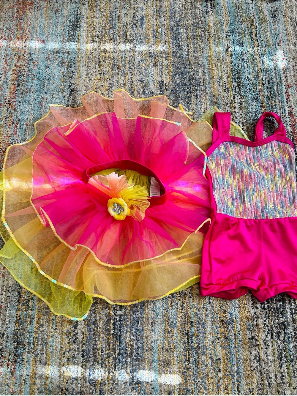 Weissman Bright Pink and Yellow Dance Costume Pieces
